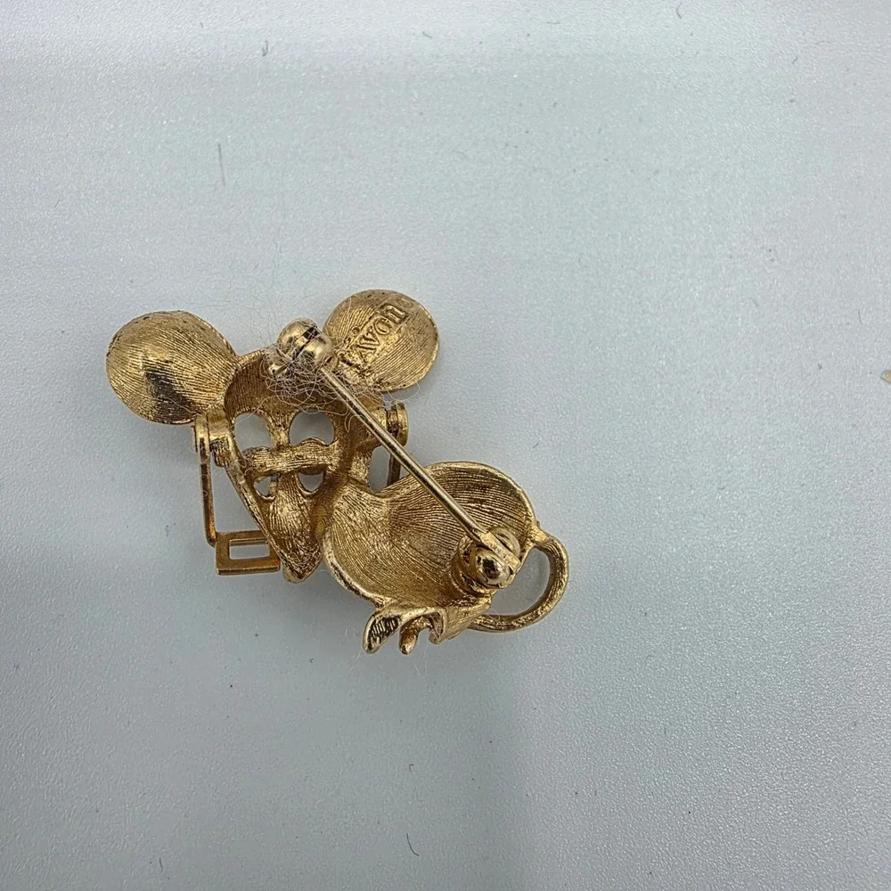Avon Womens Spectacular Mouse Pin Glasses Amber Eyes Vintage 1973 Gold OS